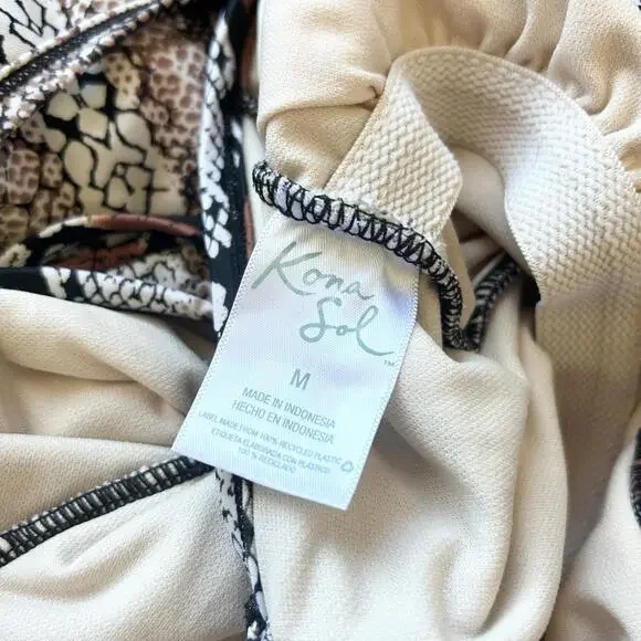 Kona Sol Snakeskin Animal Print One Piece Swimsuit Women’s Medium - Picture 3 of 4